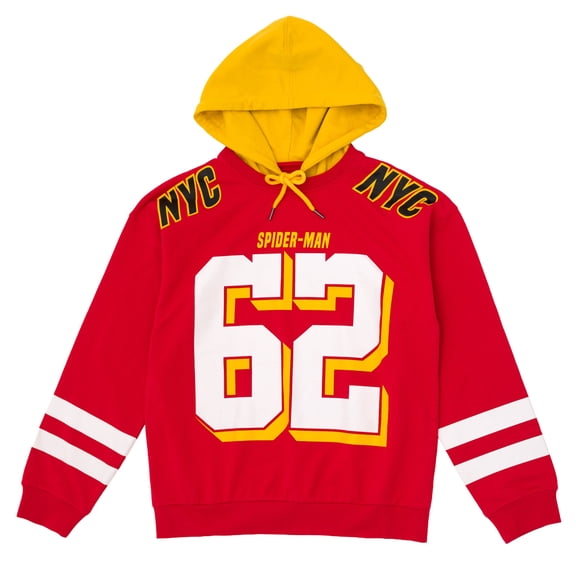 Marvel Spider-Man Men's Fleece Pullover Hoodie Red Yellow Spiderman