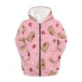 thumbnail image 2 of Psesaysky Girls Zip Up Hoodie Kids Capybara Strawberry Pink Oversized Long Sleeve Sweatshirt Jacket with Pockets Winter Warm Clother 6-7 Years, 2 of 7