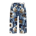 thumbnail image 4 of Women's Floral Print Elastic Waist Capri Pants with Pockets, Casual Loose Knee Length Cropped Trousers, Summer Breathable Casual Shorts for Women Daily Lounge Wear 08-Sky Blue XXXXL, 4 of 4