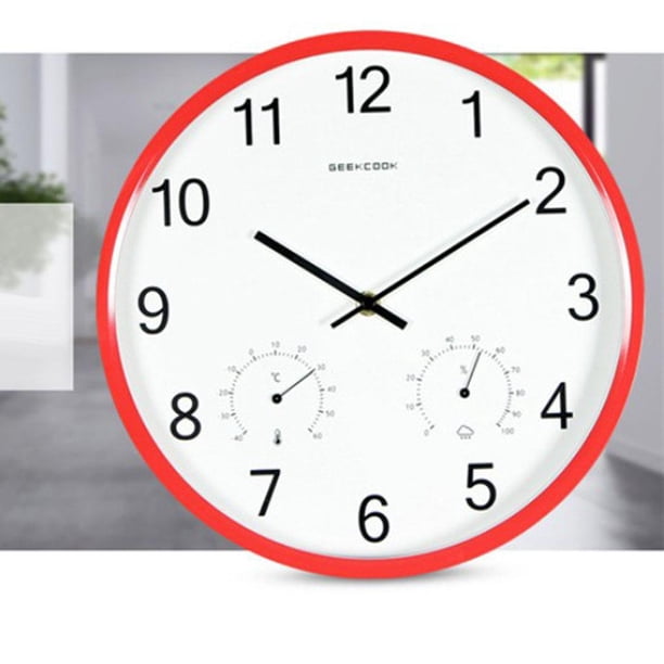 Reloj de Pared Soledad con Función de Higrómetro y Termómetro Minimalista Rojo