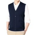 thumbnail image 5 of successthop Wool Sweaters for Men Cardigan Sleeveless V Neck Tops Button Up Knitwear Light Solid Fall Casual Clothes XL, 5 of 7