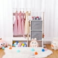 thumbnail image 4 of Kids Armoire, Dress Up Storage, Dress Up Closet with Mirror, Open Sheves, Storage Bins and 3 Hooks, Pretend Storage Closet Kids Costume Organizer Center with Touch Sensor Lights for Girls Room, 4 of 6