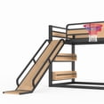 thumbnail image 4 of Bellemave Bunk Bed with Slide & Basketball Hoop, Twin over Twin Bunk Bed with Pull-up Rings and Climbing Wall, Metal Twin Size Loft Bed with Bookcase and Play Space, Yellow, 4 of 8
