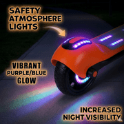 Electric Scooter with Bluetooth Music & Rainbow LED Lights, 3 Speed Modes (Max 9MPH), 110W Powerful Motor E-Scooter for Ages 6-12, Safety Electronic Brake, Best Birthday Gift for Boys & Girls,Orange
