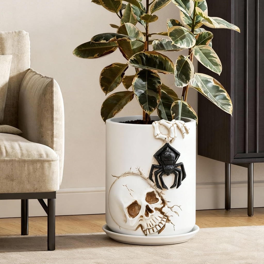 Large Pots For Plants, Large Planters For Indoor Plants, Indoor Plant Pots For Home Garden Patio Office,Gothic-Inspired Decorative Flower Pot , White(Only Plant Pots Available)