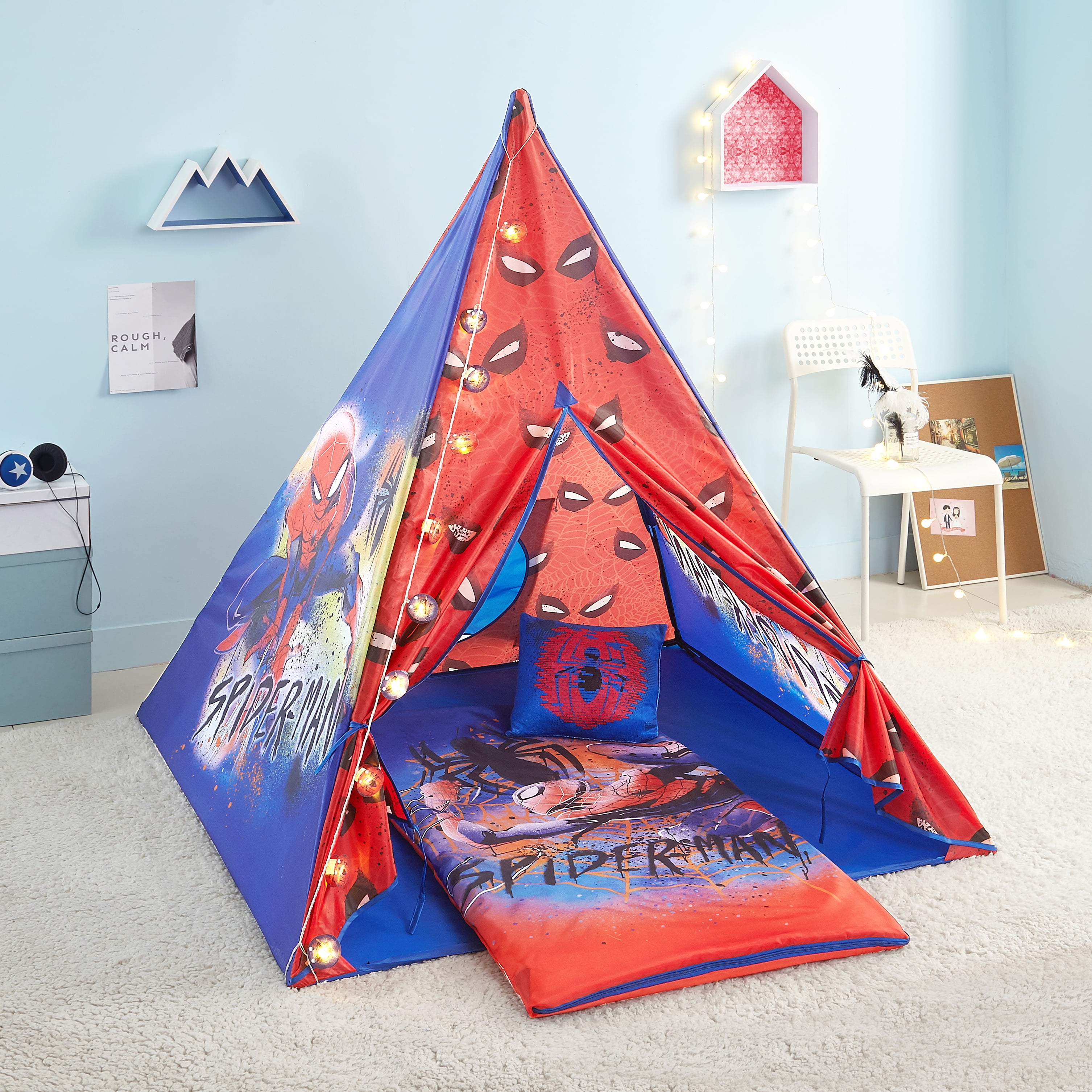 Kids Slumber Tee Tent Set, Spiderman Twin Bed Tent