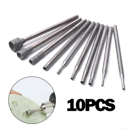 

10Pcs Set 0.8-5mm 2.35mm Shank Diamond Burr Core Bits Grinding Head Rotary Tool