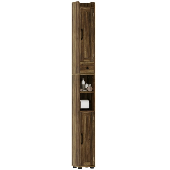 HOMCOM 73" Tall Bathroom Cabinet Narrow Bathroom Storage Cabinet, Brown
