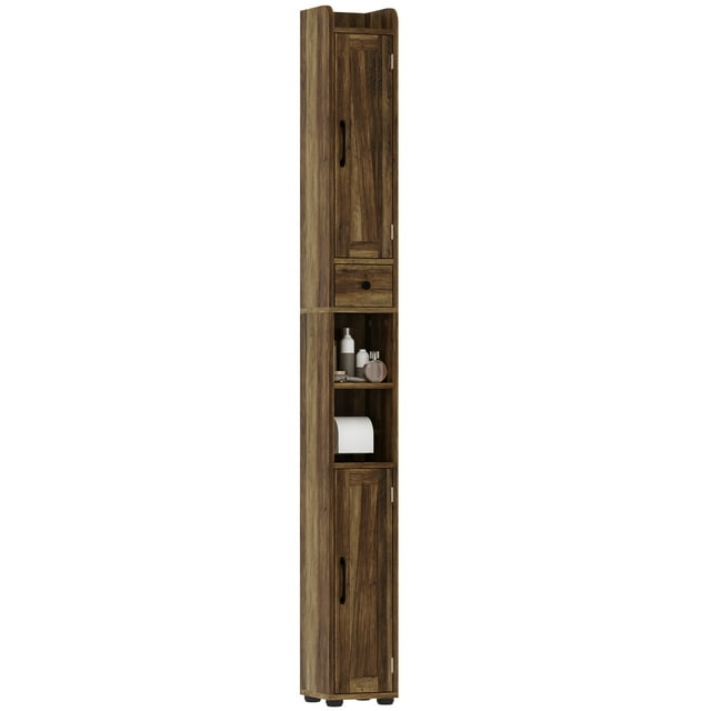 HOMCOM Armoire de Salle de Bain Étroite de 73 Pouces, Armoire de Rangement pour Salle de Bain, Brun