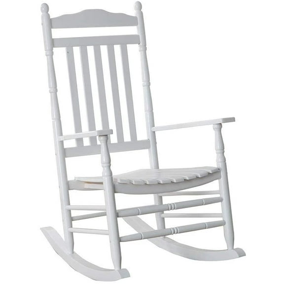Outdoor Wooden Rocking Chair for Patio and Porch - Traditional Indoor Outside Furniture Rocker for Lawn, Backyard and Garden, White