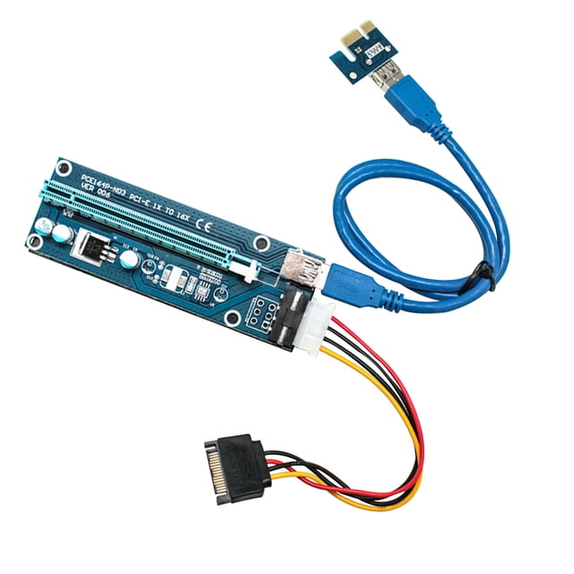 PCI-E Riser Board 4-pin PCI-E 1x to 16x card PCI-E riser board Adapter Card Graphic Card GPU Extender Board with USB Cable
