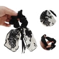 thumbnail image 2 of Unique Bargains 1 Pc Fashion Ribbon Scrunchies Hair Elastic Band black flower, 2 of 5