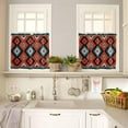 thumbnail image 4 of Aztec Southwest Kitchen Curtains Sets for Windows 24 Inch Length, Red Black Geometric Classic Art Rod Pocket Window Treatments Tier Curtains and Valances Set for Bedroom/Bathroom, 4 of 6