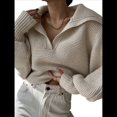 thumbnail image 1 of Suéteres de Larga para Mujer, Suéter Ajustado y Elástico de Gran Tamaño, Jersey de Punto Acanalado de Color Liso. Albaricoque XL, 1 of 8