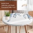 thumbnail image 5 of Round Table Cover 36-44 Inch Blue Eucalyptus Leaves Waterproof Reusable Table Cloth Round Fitted Vinyl Tablecloth with Elastic Edged for Parties Outdoors, Summer Farmhouse Botanical, 5 of 9