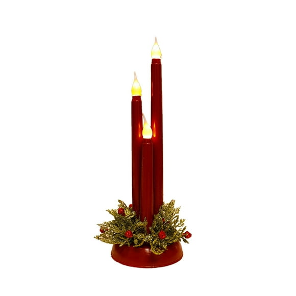 LED Flameless Candle Set, Christmas Advent Candles, Christmas Advent Seasonal Celebration Candles, Taper Candles for Church Advent Wreath (Red)