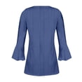 thumbnail image 4 of QASIEATN Womens Tops Dressy Casual V Neck Button Down Shirts Pleated Flowy Loose Flare 3/4 Sleeve Tunic Blouse Fall Fashion Outfits, 4 of 5