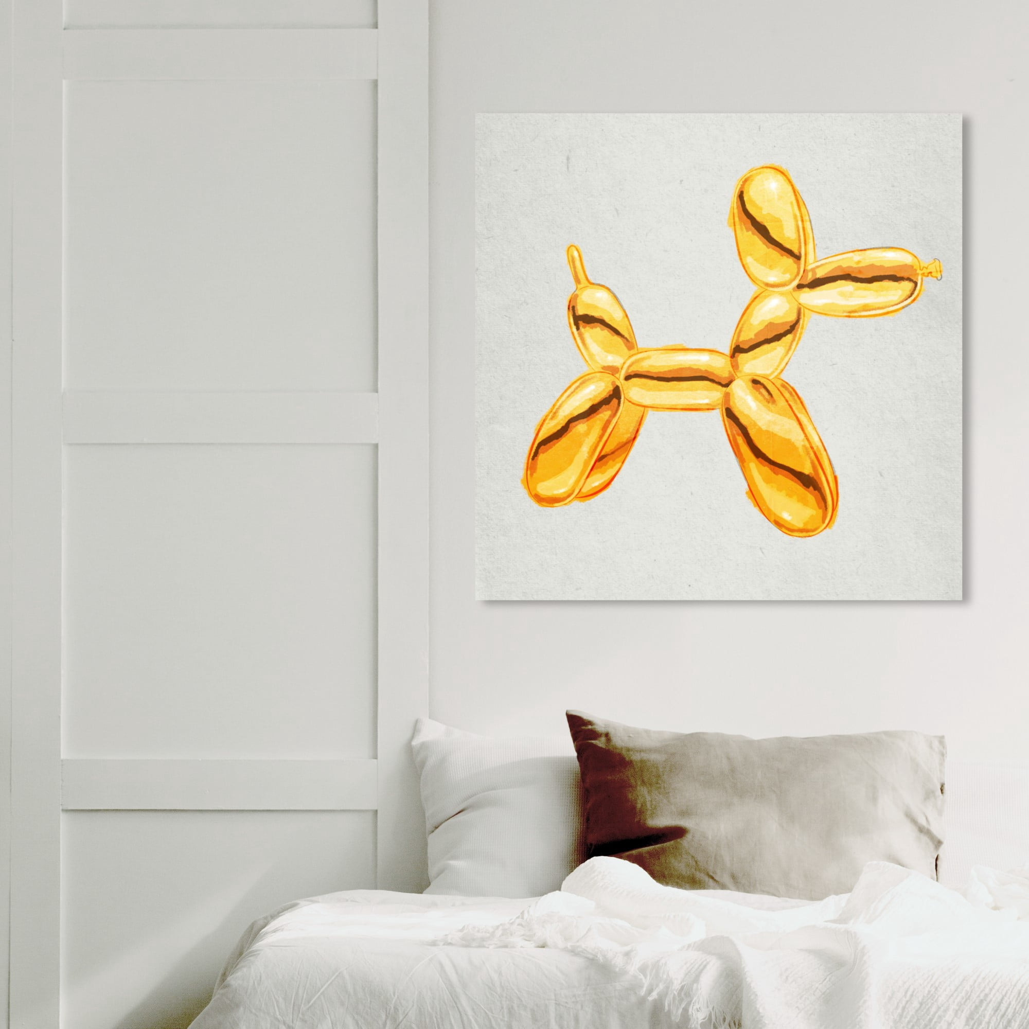 Wynwood Studio 'Balloon Dog Lux' Animals Wall Art Canvas Print - Gold, Gray, 20" x 20"