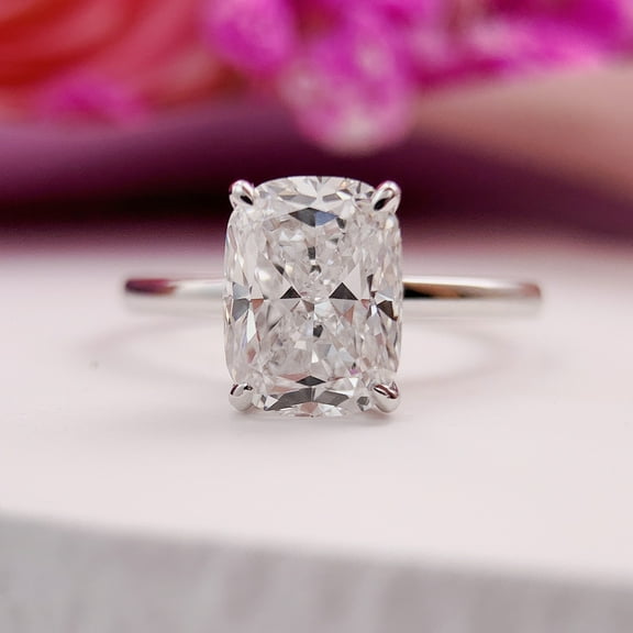 2.0 Carat Elongated Cushion cut Lab Grown Diamond Engagement Ring
