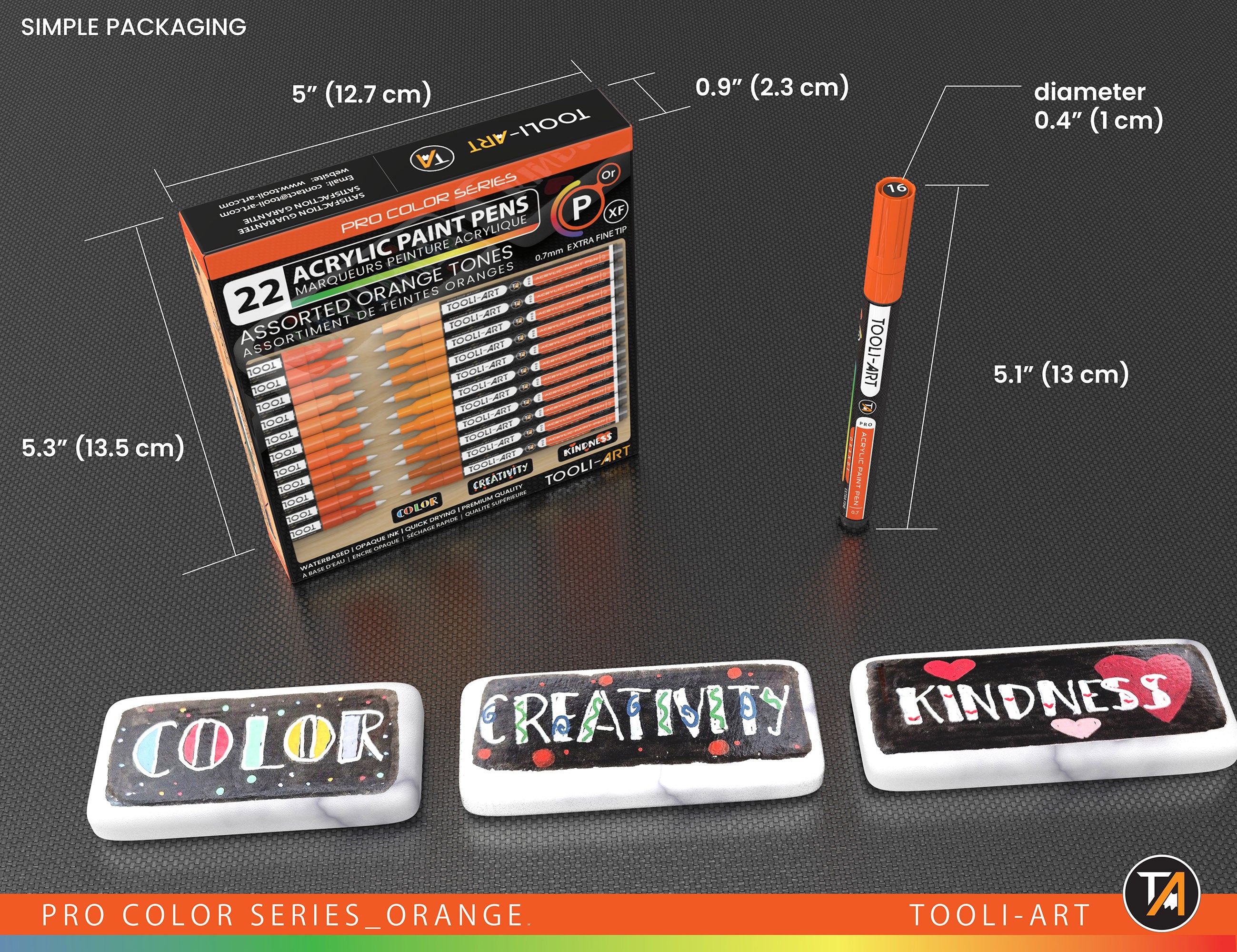 Acrylic Paint Pens 22 Assorted Orange Tones Pro Markers Set 0.7mm Extra Fine