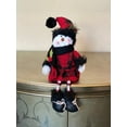 thumbnail image 2 of Snowman Girl Plush Shelf Sitter Figurine With Dangling Feet Christmas Winter Holiday Decoration Checkered Plaid Design 17", 2 of 8
