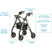 NOVA Star DX Rollator Walker with Wide Padded Seat, 8 Wheels, Fold Lock Feature, Rolling Walker with Adjustable Seat Height & 350 lb Weight Capacity, Blue