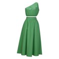 thumbnail image 6 of Women Sexy 2 Piece Outfits Dress One Shoulder Sleeveless Crop Top with Loose Pockets Pleated Skirt Dresses Set, 6 of 7