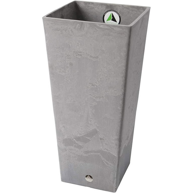 Algreen Valencia Planter, Square Taper Planter with Watering Tray 10-In. by 20-In. Height, Taupe Algreen Valencia Planter, Square Taper Planter with Watering Tray 10-In. by 20-In. Height, Taupe
