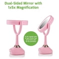 thumbnail image 6 of OVENTE 6'' Lighted Round Vanity Mirror, Table Top, 360 Degree Spinning, 1X 5X Magnifier, MP3 Audio, Baby Pink MRT06P1X5X, 6 of 11