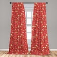 thumbnail image 4 of Ambesonne Autumn Curtains, Mushroom Pattern Cartoon Art, Pair of 28"x63", Dark Coral Pale Peach, 4 of 4