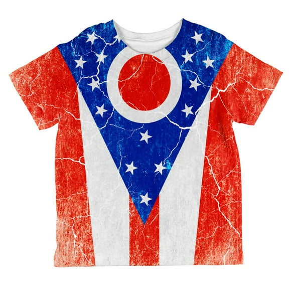Ohio Vintage Distressed State Flag All Over Toddler T Shirt Multi 4T