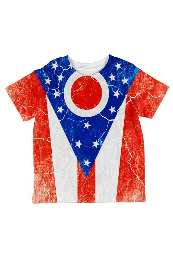 Ohio Vintage Distressed State Flag All Over Toddler T Shirt Multi 6T