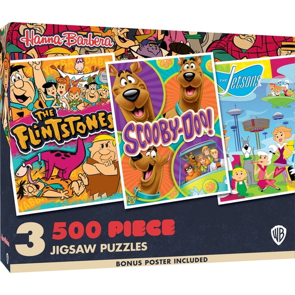 MasterPieces Puzzle Bundle - Hanna Barbera 3-Pack 500 Piece Jigsaw Puzzles