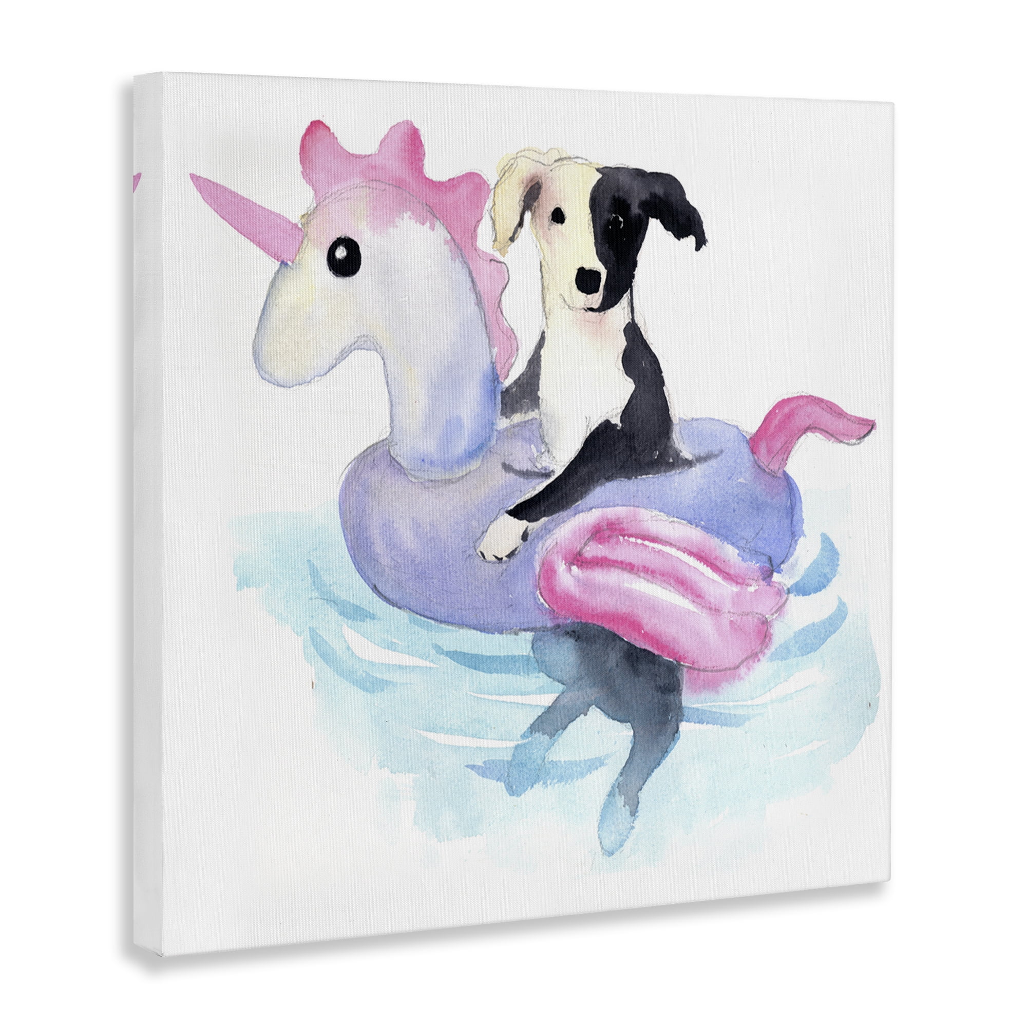 Stupell Industries Sandy Dog Pool Float Animals Painting Wrapped Canvas Art Print Wall Art, 36 x 36