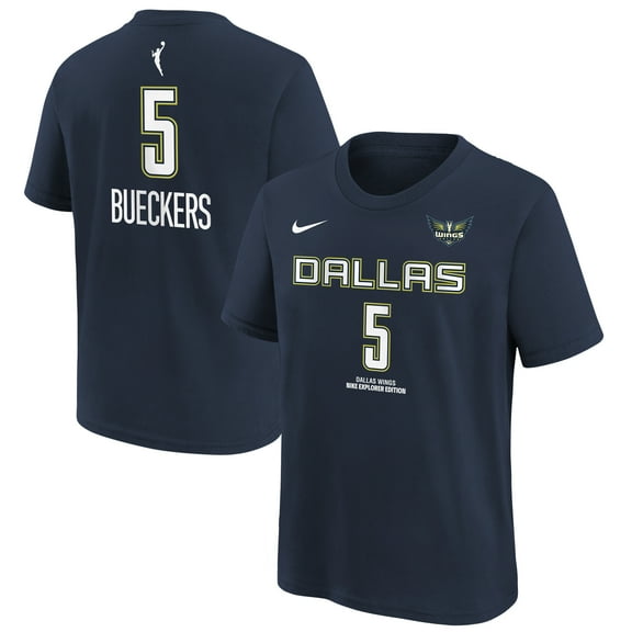 Youth Nike Paige Bueckers Navy Dallas Wings 2025 WNBA Draft Explorer Edition Name & Number T-Shirt