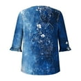thumbnail image 2 of JTZGDY Cute Floral Tops for Women Dressy Casual Ruffled Half Sleeve Ruched Pleated Crew Neck Graphic T-Shirts Loose Fit Tshirt Tunic Blouse Navy#02 M, 2 of 8