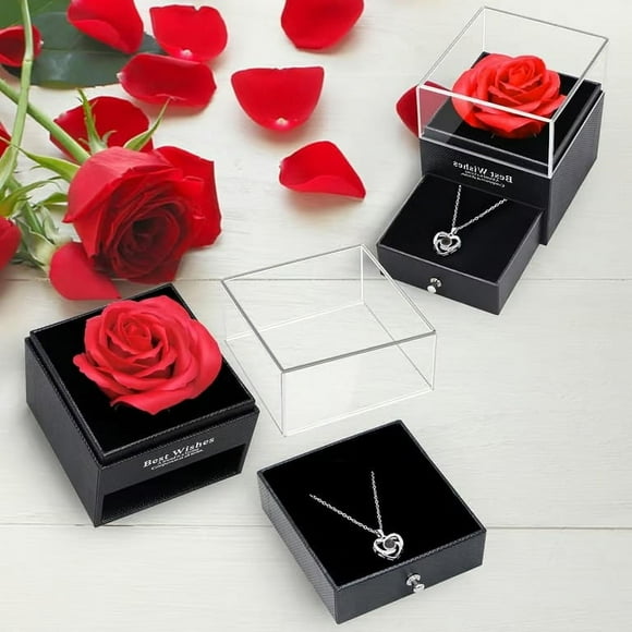REGALO ROSA ETERNA CON COLLAR DIMENSIONAL