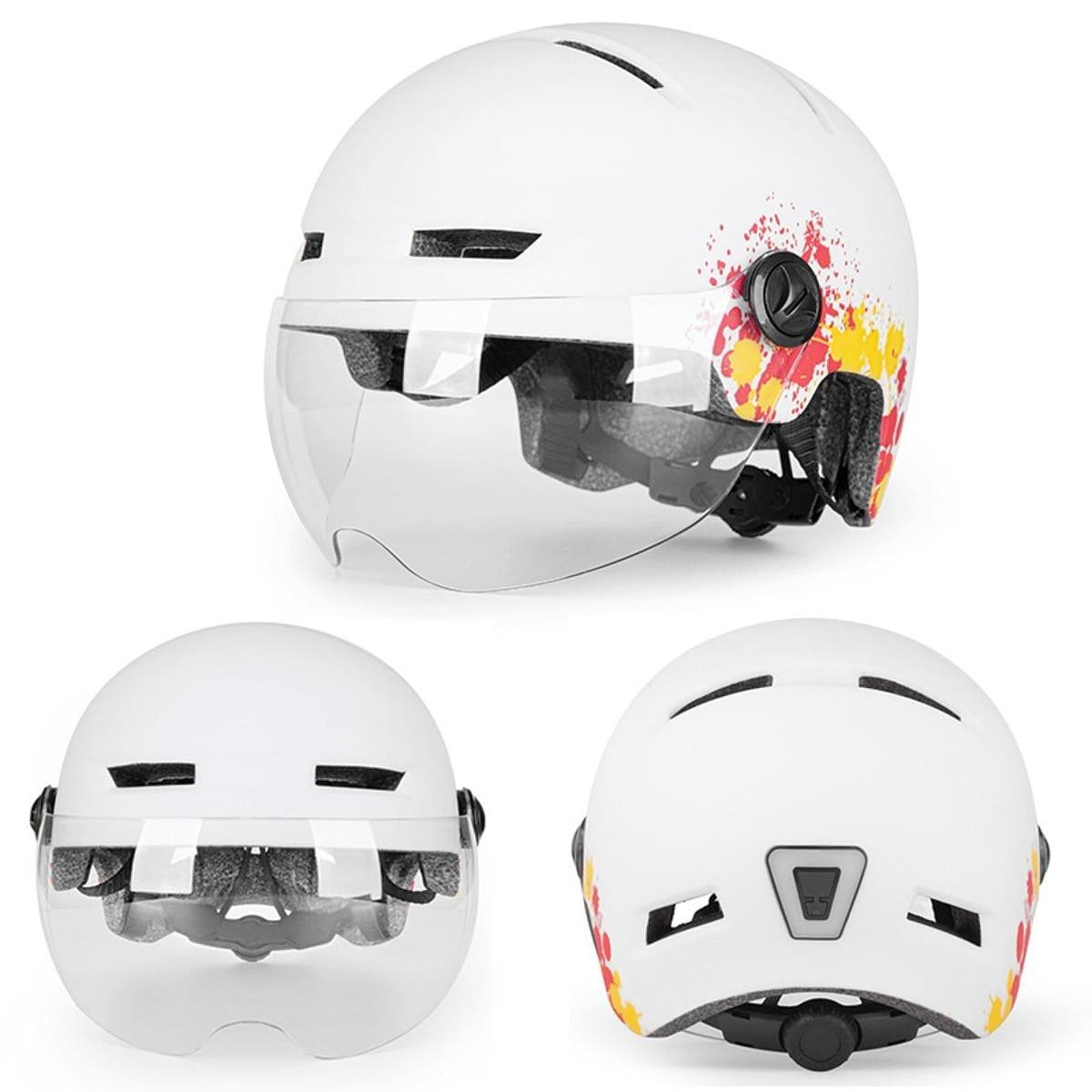 Baoblaze Electric Helmet with Light and Visor Adjustable Cycling Helmet White