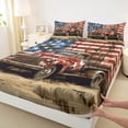 thumbnail image 3 of Feelyou Vintage Rustic Truck Bed Sheets, American Flag King Sheets, Fourth of July Theme Sheet Set, Breathable Home Decor, 4pcs, 3 of 7