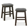 thumbnail image 5 of Gymax 4PCS 24.5'' Upholstered Saddle Bar Stools Dining Chairs w/ Wooden Legs Gray, 5 of 5