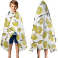 thumbnail image 3 of Yellow Lemon Fruit Slices White Pattern Hooded Bath Towel，50"x30" for Ages 3 To 12 Kids, Quick Dry Lightweight Soft Microfiber Hood Beach Towel Cover Up for Kids, 3 of 7