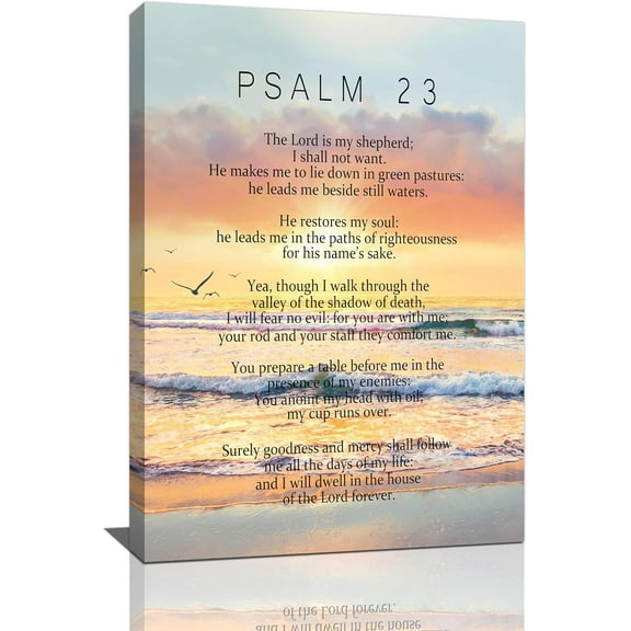 Aaheei Psalm 23 Wall Art Bible Verse Pictures Wall Decor Christian Scriptures Psalms Canvas Prints Painting Religious Sunset Artwork For Bathroom Bedroom Living Room