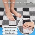 thumbnail image 2 of Black Bathroom Rugs Sets 3 Pieces, Thick Absorbent Chenille Bath Mat Set Non Slip, Checkered Soft Shaggy Floor Carpet 48"x20"+16"x24"+U Shape 20"x24", for Bathroom, Bedroom, Tub, Living Room, 2 of 16