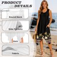 thumbnail image 3 of HELLHERO Side Pockets Summer Long Dresses, Tropical Floral Border Sleeveless Sundress Polyester Irregular Hem Summer Sleeveless Dress Tank, 3 of 8