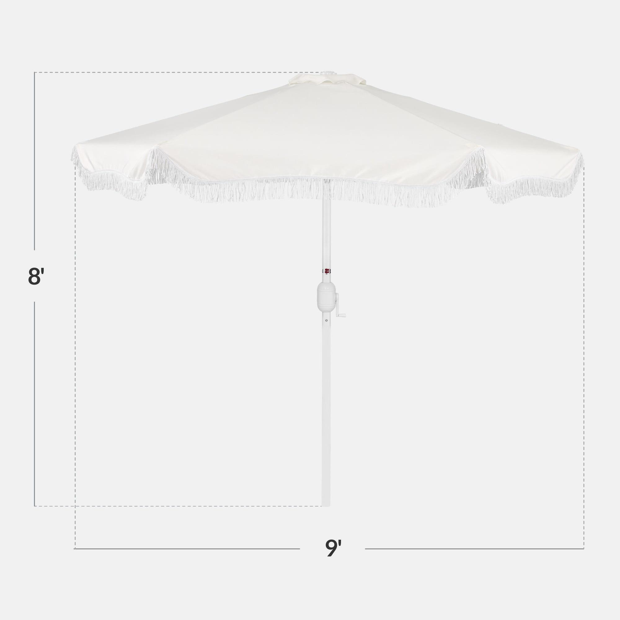 Best Choice Products 9ft Fringe Market Umbrella  Boho Patio Sunshade w/ Tilt, UPF50+ - White