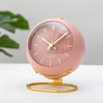 thumbnail image 2 of 1 Pcs Pink European Metal Alarm Clock, Desktop Bedside Student Silent Clock, 2 of 5