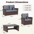 thumbnail image 3 of MRUAKA Wicker Patio Furniture Set, 4 Piece Outdoor Sectional Conversation Sets, Brown PE Rattan Patio Sofa Set for Backyard, Balcony, Deck, Porch, 3 of 9