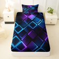 thumbnail image 4 of Castle Fairy Abstract Glowing Square Twin Sheets 3pcs,Minimalism Lit Cube Bedding,Purple Blue Black,1 Flat Sheet, 1 Fitted Sheet and 1 Pillowcase, 4 of 7