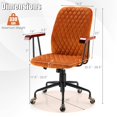 thumbnail image 6 of Giantex Ergonomic Swivel Adjustable Home Office Chair, Upholstered Velvet Leisure Chair w/Rubber Wood Armrests, Orange, 6 of 8