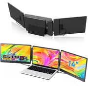 PIPOPAD 14" Triple Laptop Screen Extender, Ultra-Slim IPS 1080P FHD Portable Monitor with Kickstand & 180° Rotation, Plug & Play for Windows/Mac/Android